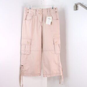 NWD New CAbi Carol Anderson Women's 2 Beige Cotton Cargo Cropped Capri Pants